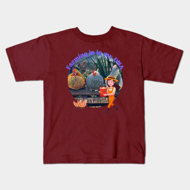 Farming family Kids T-Shirt by Warmist